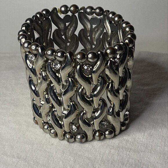 Clutch purse, hard or clamshell, black with sparkling silver, EUC, elegant - Picture 9 of 15
